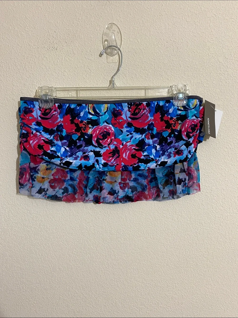 KENNETH COLE REACTION Floral Print Skirted Bikini Bottom Women's Size L